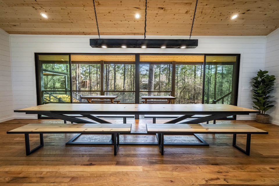The double picnic style dining table!