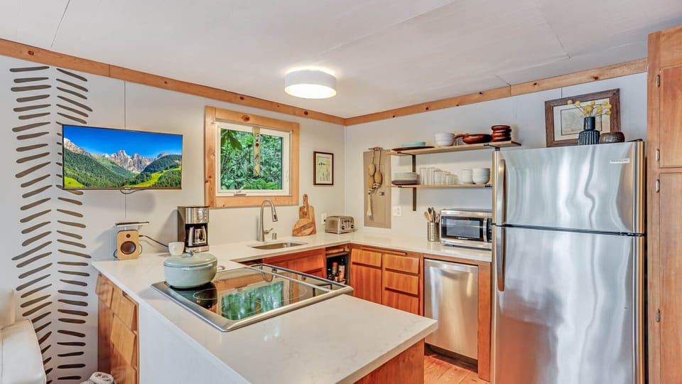 The well stocked kitchen is ready for you to create! 