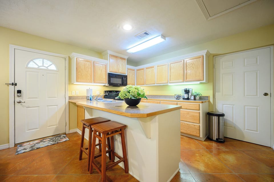 Check out all the counterspace and storage in our kitchen!