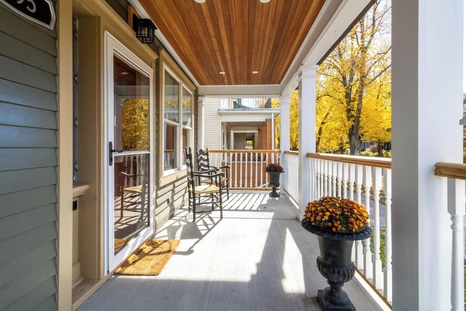 Front porch in a safe, residential neighborhood.