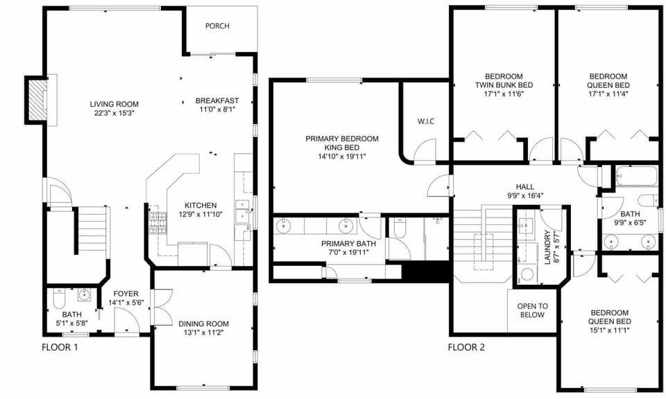 A detailed floor plan of this rental.