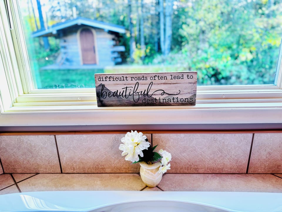 Views of the sauna from tub :)