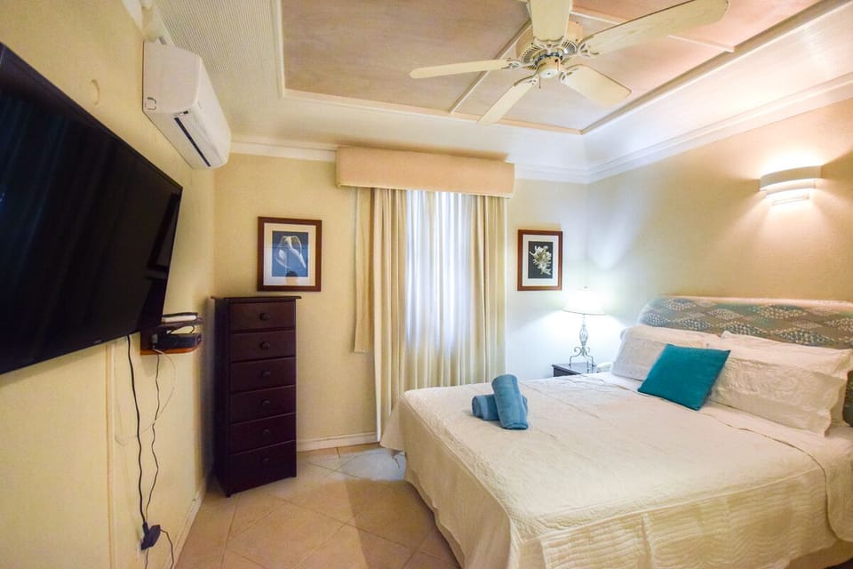 Flatscreen TV in bedroom