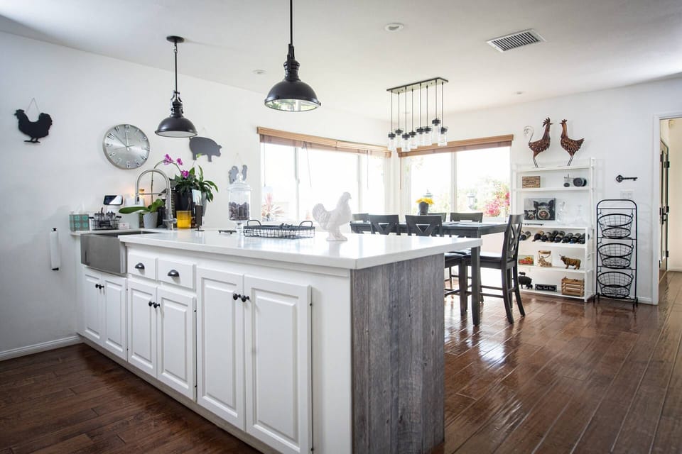 Spacious Kitchen for Cooking, Gathering and Drinking Wine with Friends in Main House at Chick-Ranch