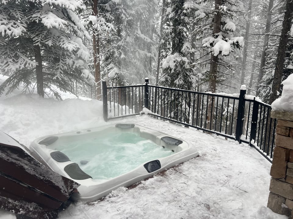 Hot tub winter scene