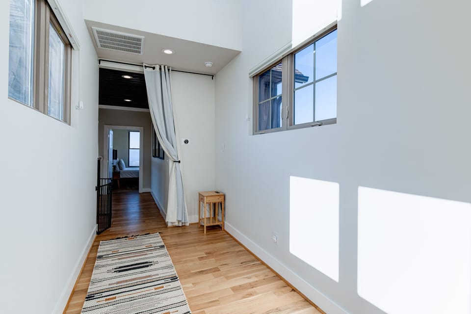 Alcove with privacy curtain, door, and captains bed (not pictured yet)