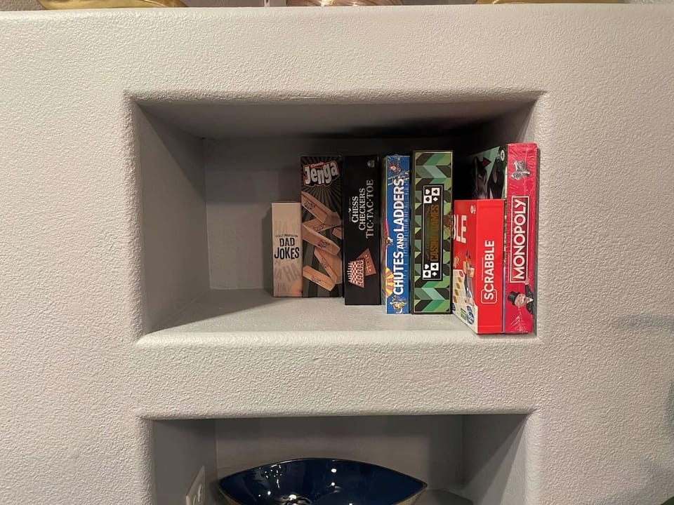 Board games and books make for a very fun time.