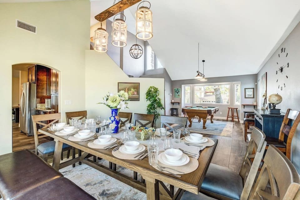 Dining room with 11 person dining table.  Your entire group can dine together!