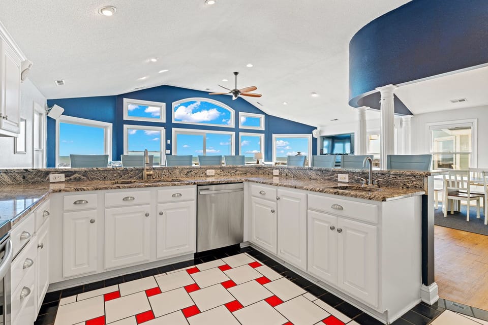 Kitchen with Ocean Views on Third Level
