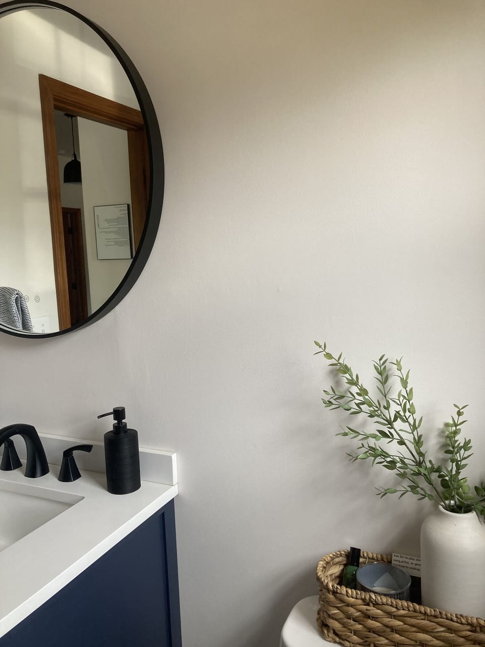 LED mirror in bathroom.