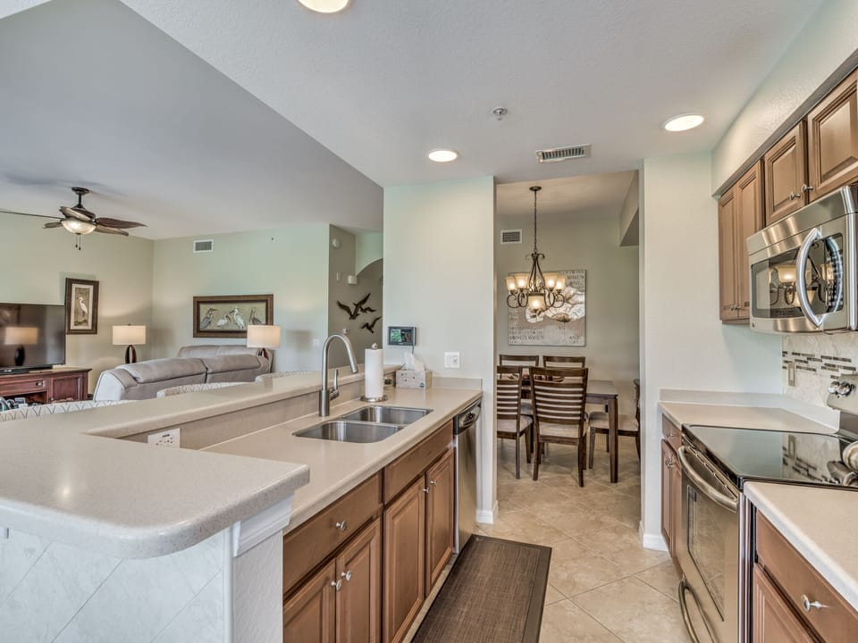 Open kitchen and living area