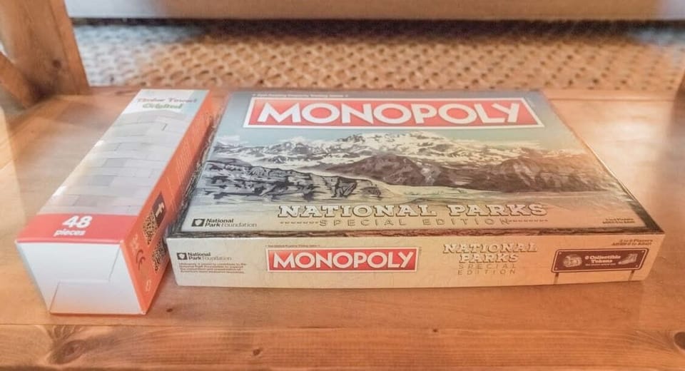 Family board games provided including the National Parks edition of Monopoly!
