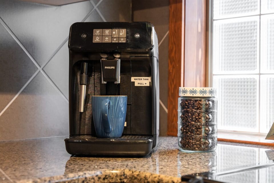 One of your coffee choices provided.  Hot chocolate and tea also available.