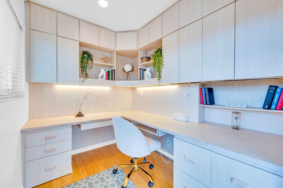 The Master bedroom also includes an office space