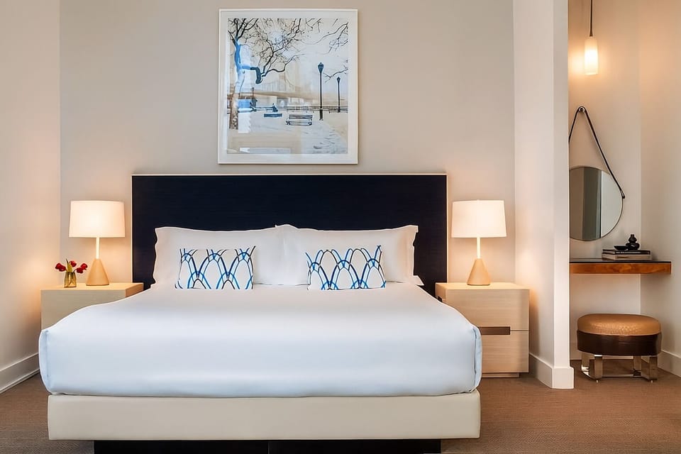 Sink into plush pillows and drift off in calm comfort.