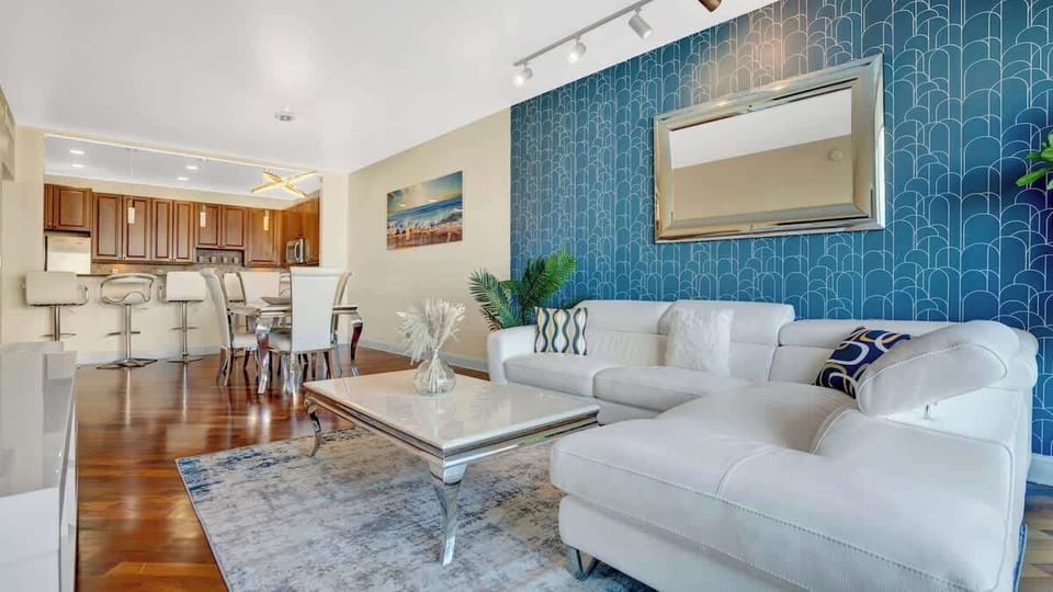 Bright and inviting lounge space with comfortable seating for relaxing or streaming your favorite shows.