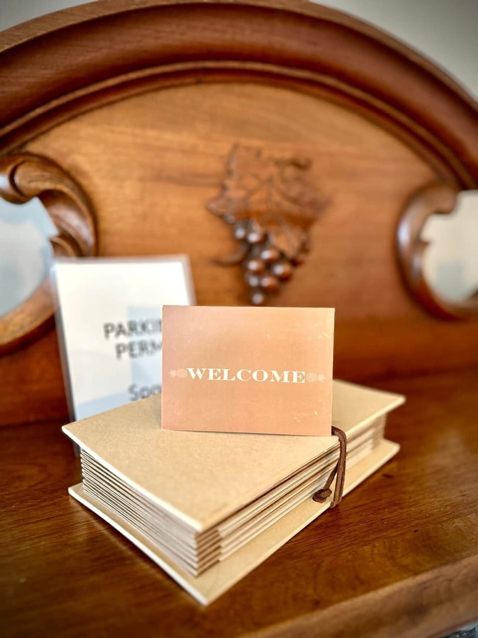 Welcome Cocktail Gift Card, Info Guide w Scan Links and Parking Permit