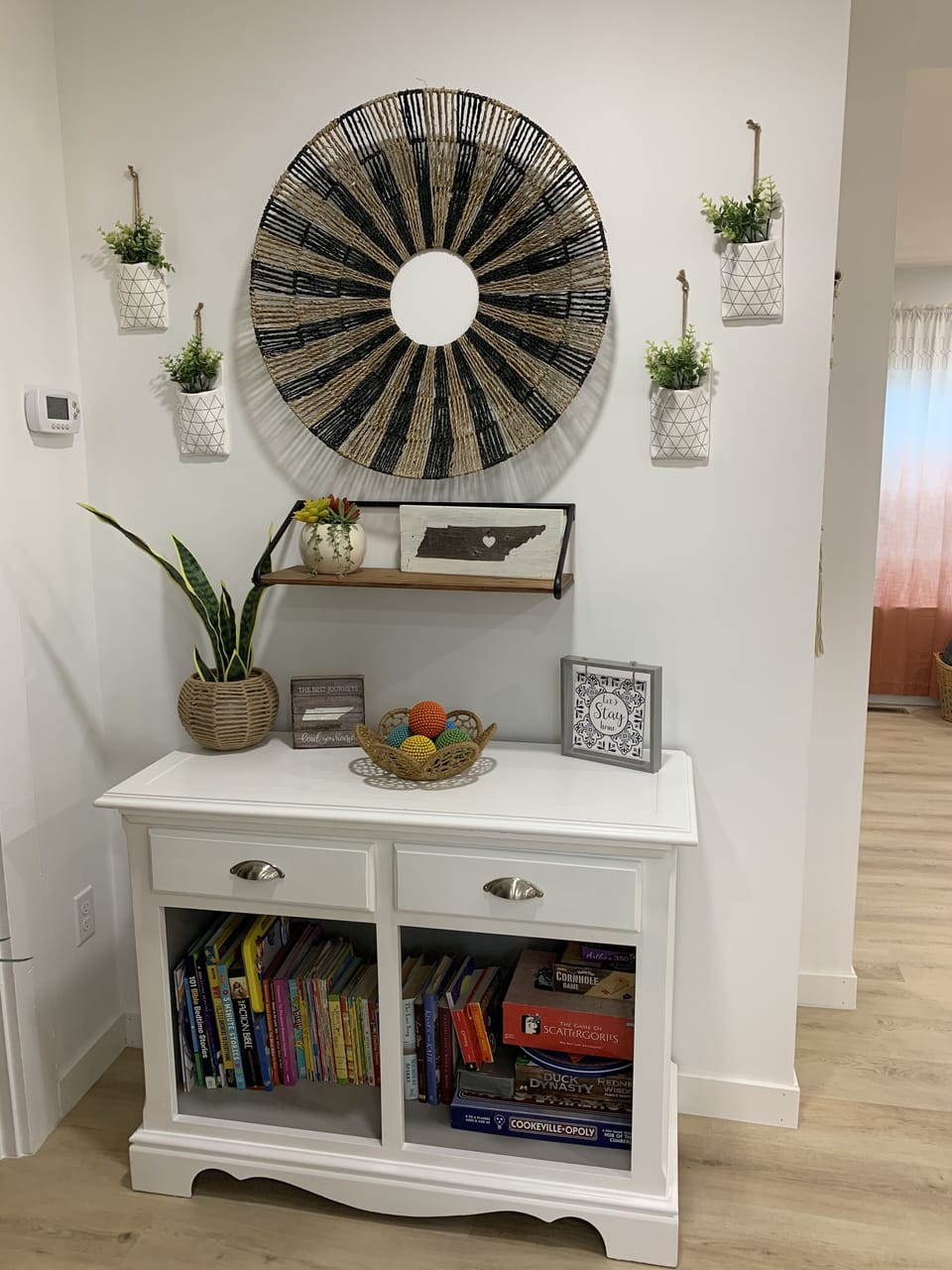 Stocked with games and books for guests to enjoy!