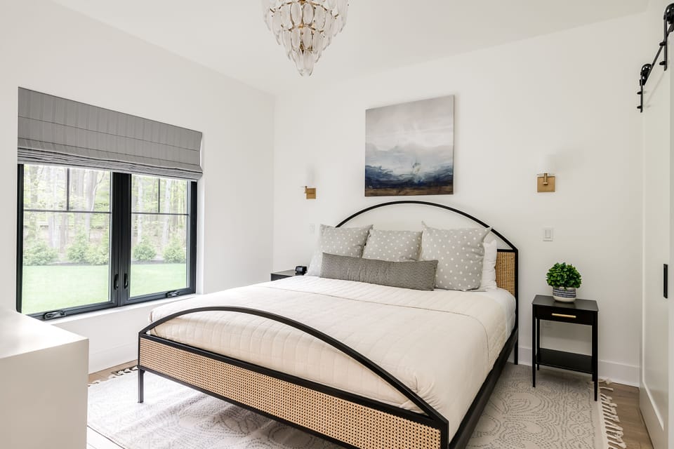 King Suite #2 to forest views and soft morning light — your private retreat with its own ensuite bath.