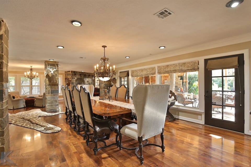 Mesquite dining table ,seats10 in main home