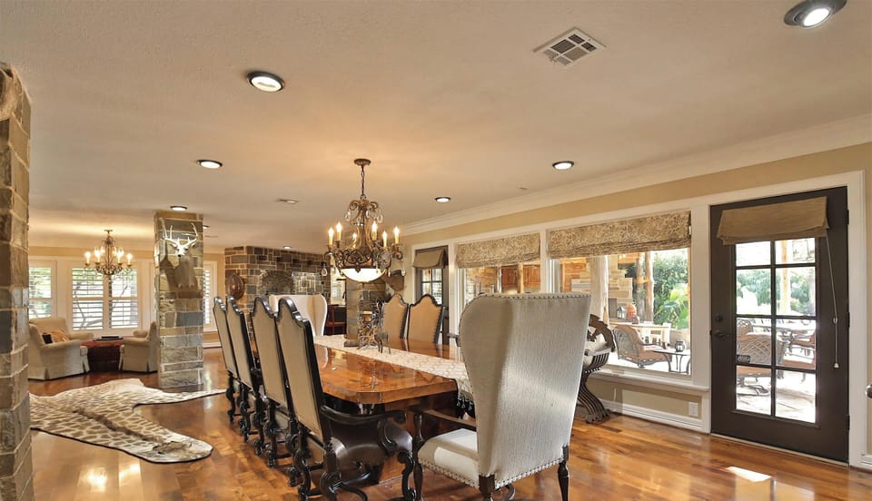 Mesquite dining table ,seats10 in main home
