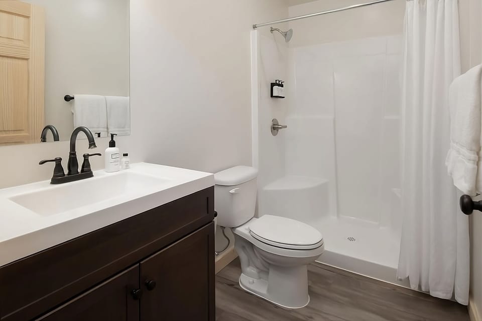 Refresh after adventures with a spotless shower and fresh towels.