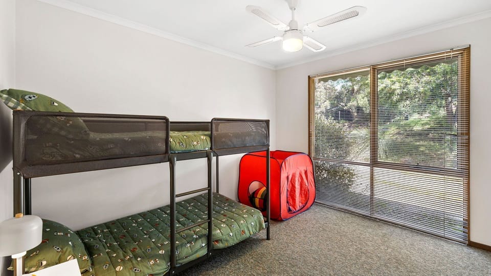 Bedroom 3 has a Bunk bed and a built-in robe.