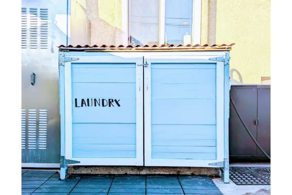 laundry in the backyard occasionally shared with other guests and house cleaner