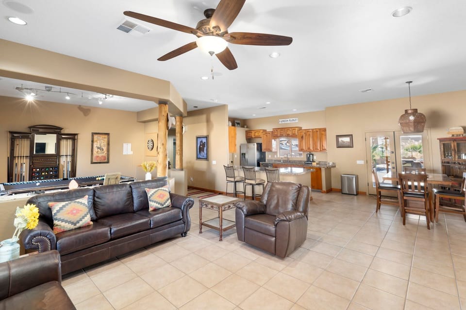Large open living room with HDTV