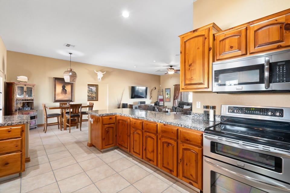 Large kitchen equipped with all cooking essentials