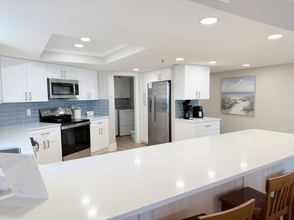 Newly renovated kitchen with stainless steel appliances