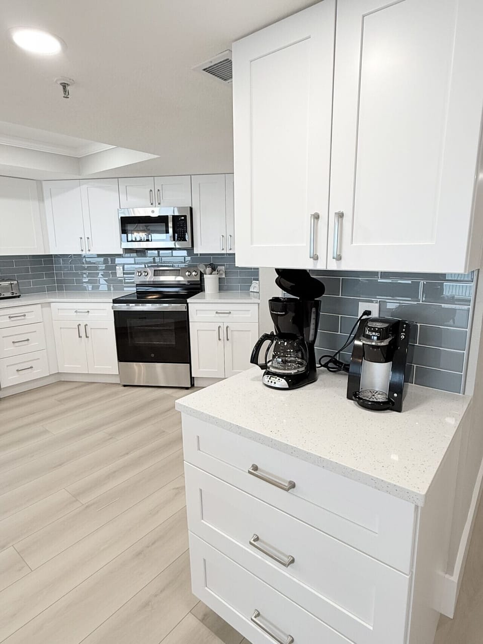 Large kitchen with coffee bar
