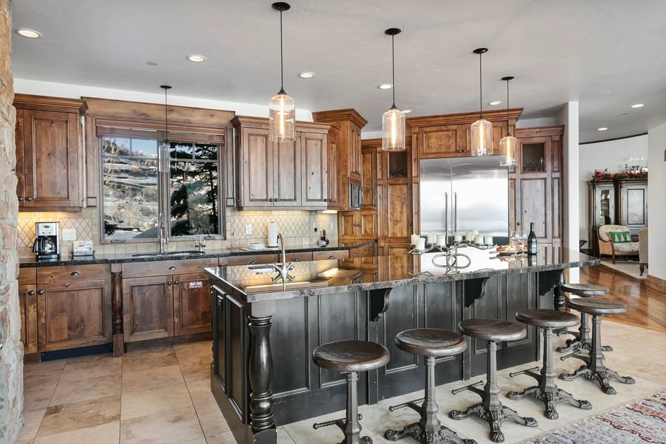 Indoors, Kitchen, Kitchen Island, Furniture, Refrigerator