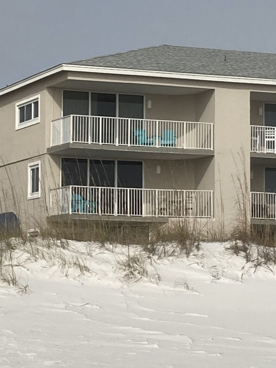 View of balconies from the beach 