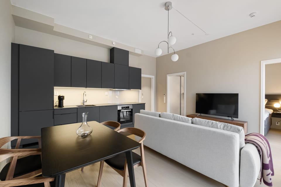 well equipped kitchen with a nice dining area