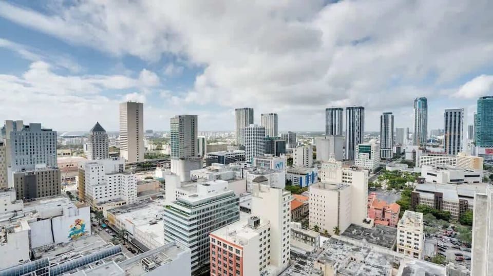 The view from your balcony of the city.