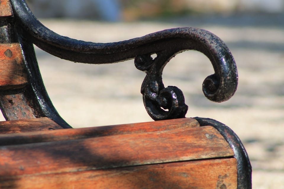 1930 English bench in the garden of rent-in-zanzibar. c