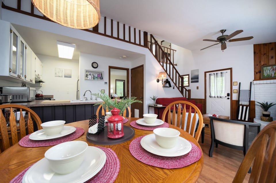 the kitchen is fully equipped and ready  for making home cooked meals