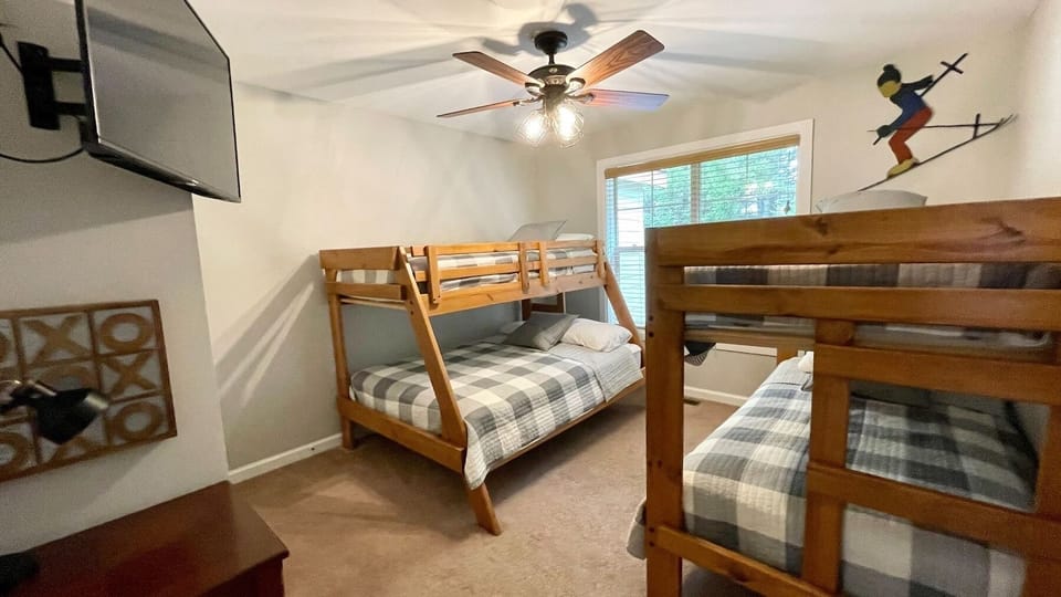 Furniture, Bedroom, Bed, Indoors, Ceiling Fan