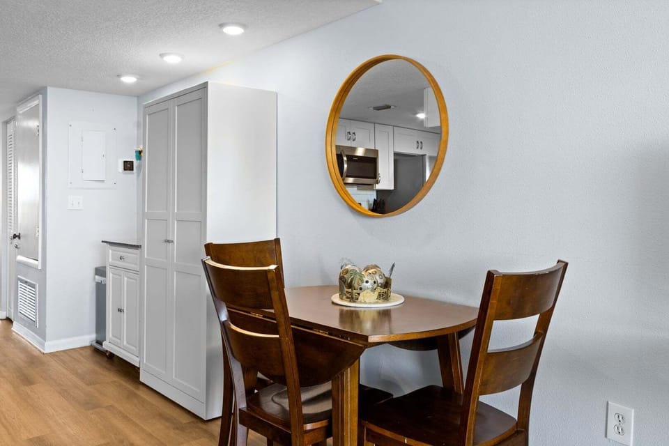 Dining table seats three