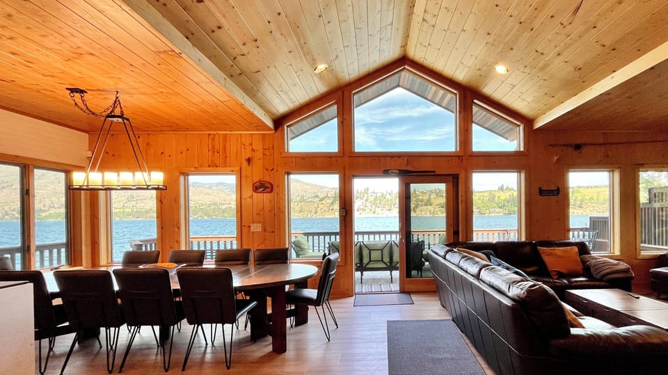 Beautiful views from the wall of windows across the front of this home