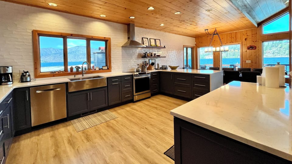 Gourmet, well-appointed kitchen with beautiful views