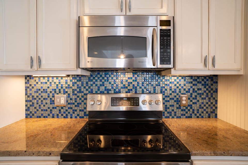 Range with microwave.  Lovely space.