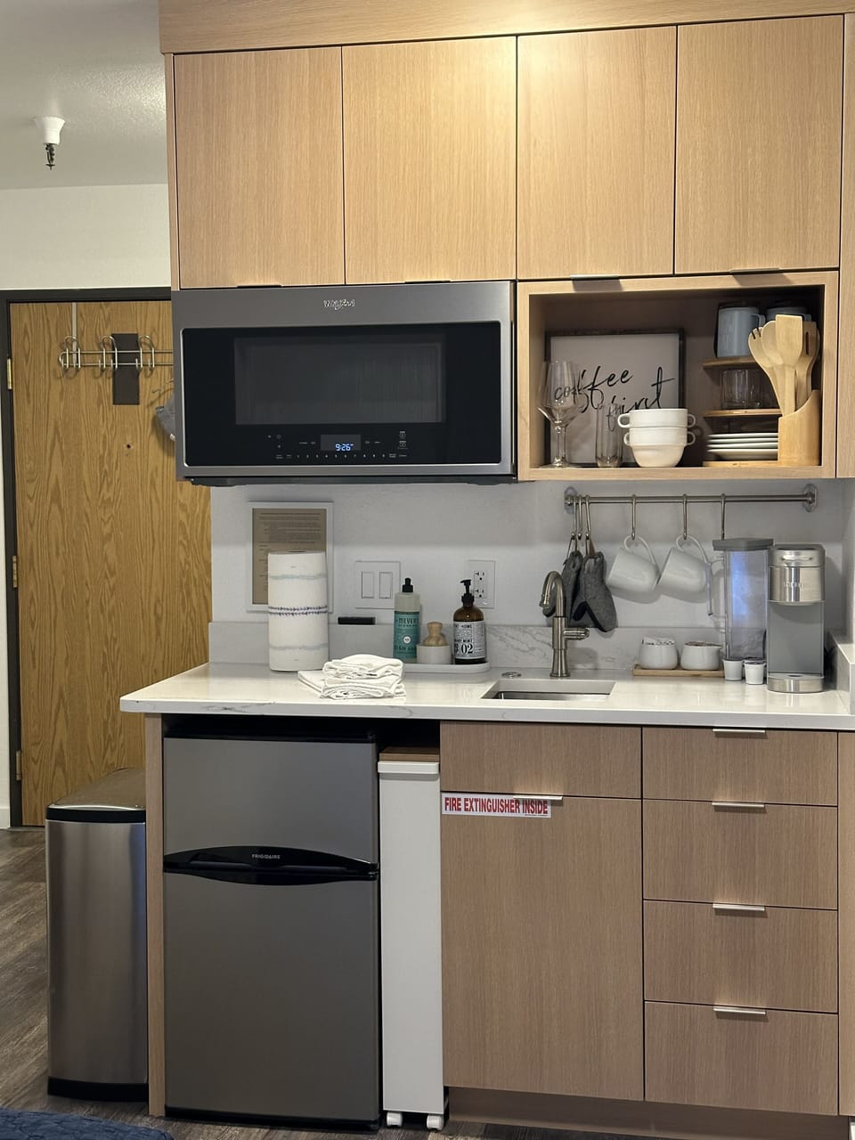 Kitchenette with plug in induction single burner cooktop-located in drawer