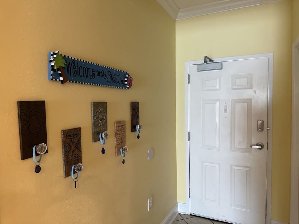 Precious row of hooks for storage!