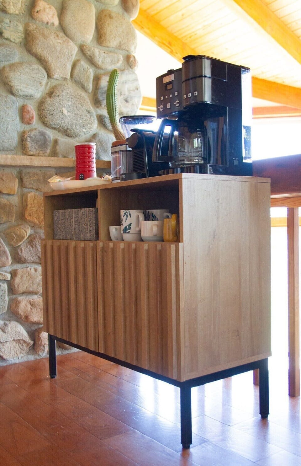 Full coffee bar - drip, keurig, nespresso, chemex, tea kettle, sugar