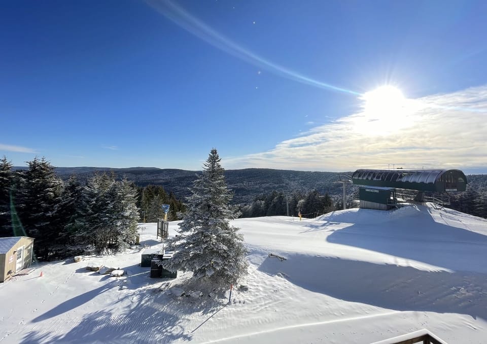 View of the slopes from the large living room window.