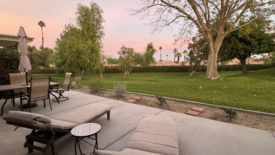 Newly expanded patio! Grand outdoor living space with shrub & cactus garden.