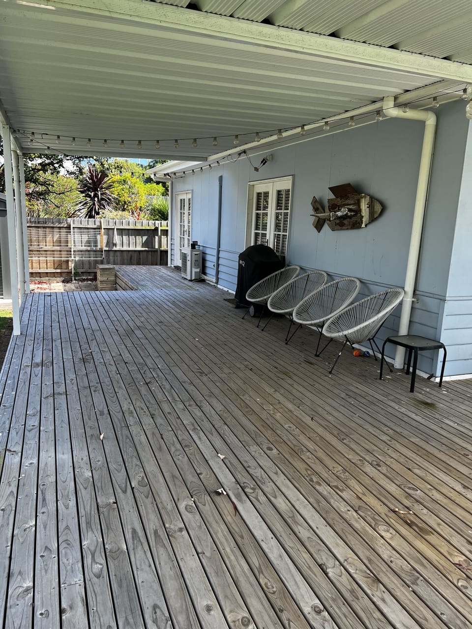 Outside deck great for relaxing and reading a book 