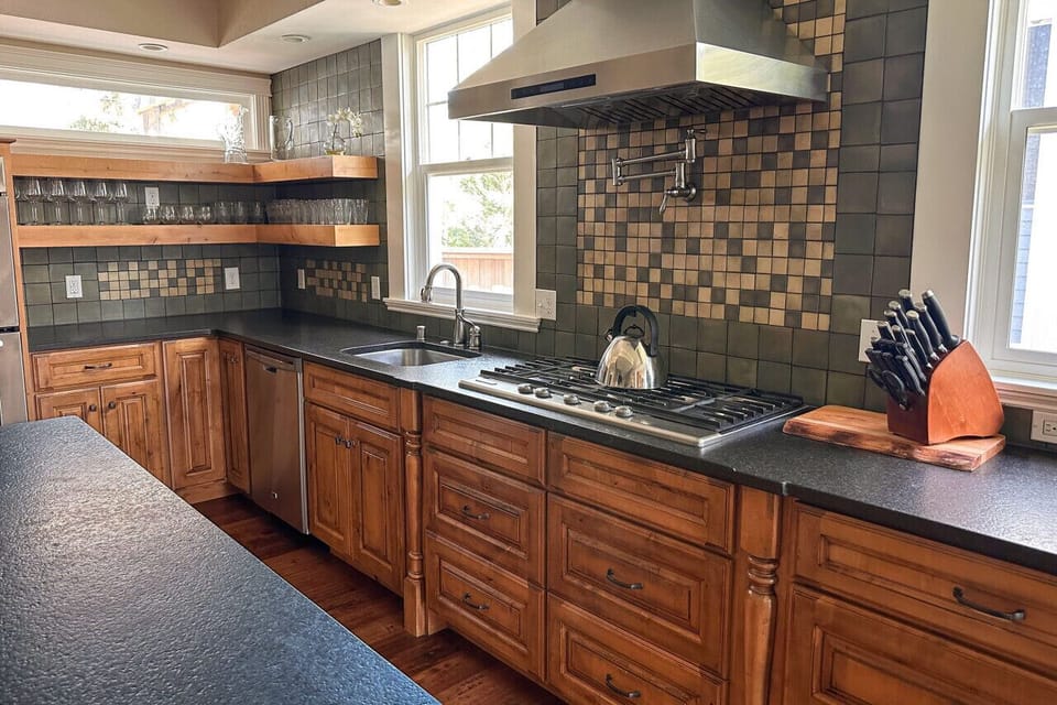 Gourmet kitchen with gas cooktop and pot filler